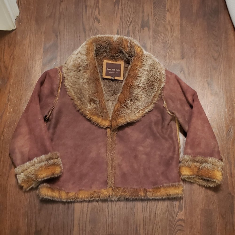 Marc New York faux fur lined brown coat. Size S
